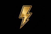 Minimal gold lightning bolt icon on a black #000000 background, strong energy style, bold outline, premium athletic look. make as big as possible to fill space